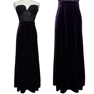 y2k Vintage Coldwater Creek Purple Velvet Mid Length Skirt Petite Small